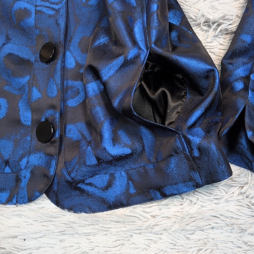 Laura Ashley Jacket Womens M Blue Coat Button Up Casual Comfy Preppy Pockets - Picture 10 of 11